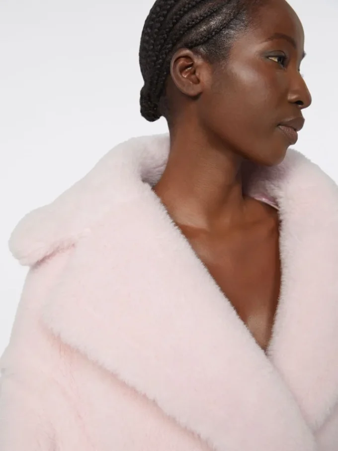 Teddy Bear Icon Coat de alpaca y lana, rosa