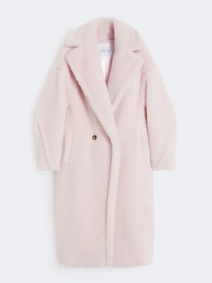 Teddy Bear Icon Coat de alpaca y lana, rosa