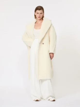 Teddy Bear Icon Coat en alpaca y lana, blanco