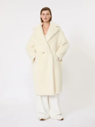 Teddy Bear Icon Coat en alpaca y lana, blanco