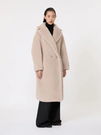 Teddy Bear Icon Coat en alpaca y lana, color beige