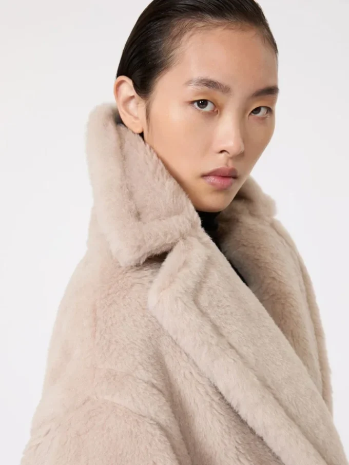 Teddy Bear Icon Coat en alpaca y lana, color beige