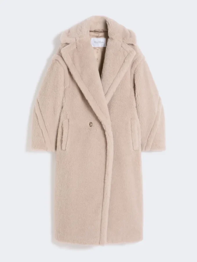 Teddy Bear Icon Coat en alpaca y lana, color beige