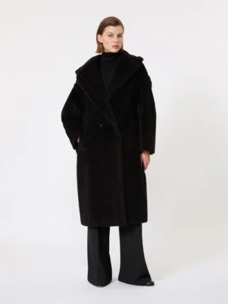 Teddy Bear Icon Coat en alpaca y lana, negro