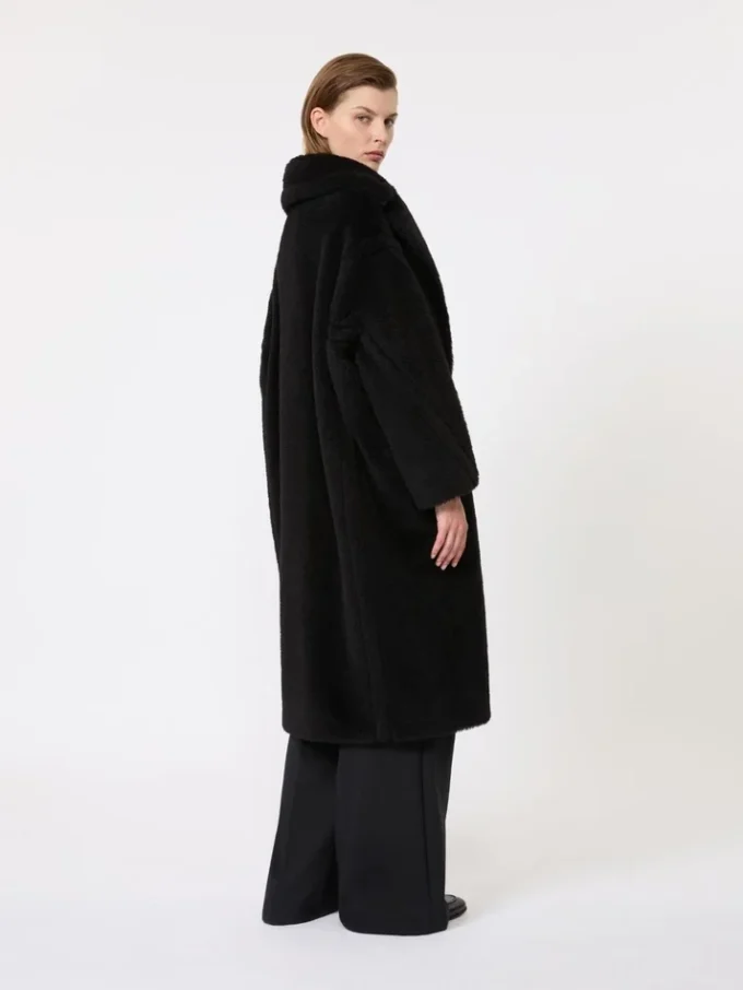Teddy Bear Icon Coat en alpaca y lana, negro