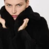 Teddy Bear Icon Coat en alpaca y lana, negro