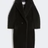 Teddy Bear Icon Coat en alpaca y lana, negro