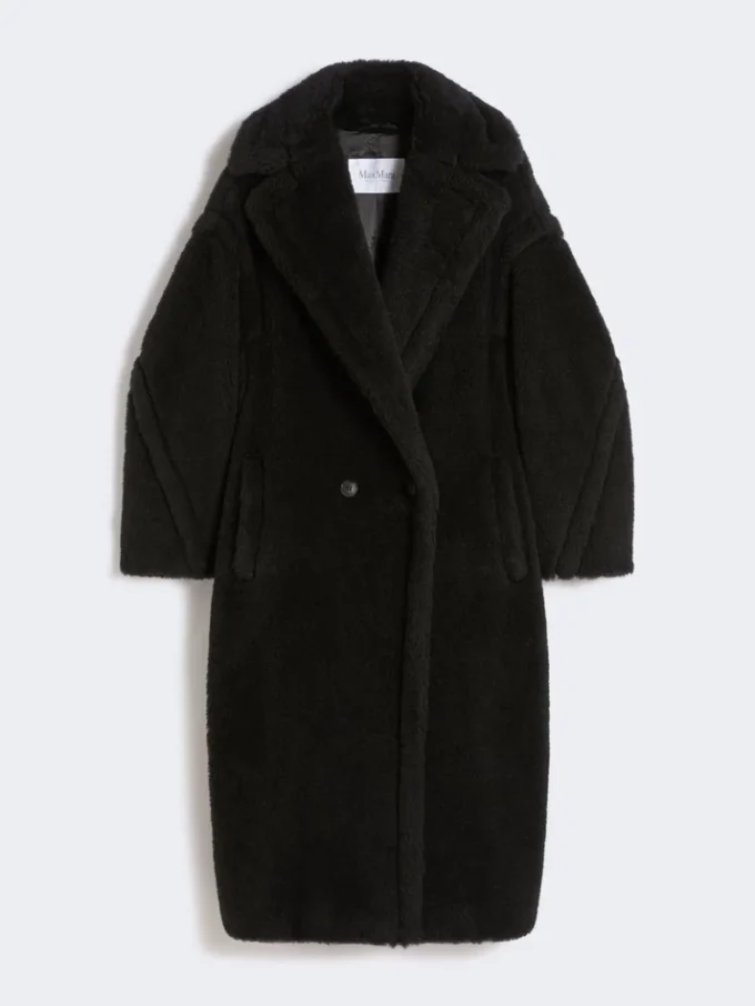 Teddy Bear Icon Coat en alpaca y lana, negro