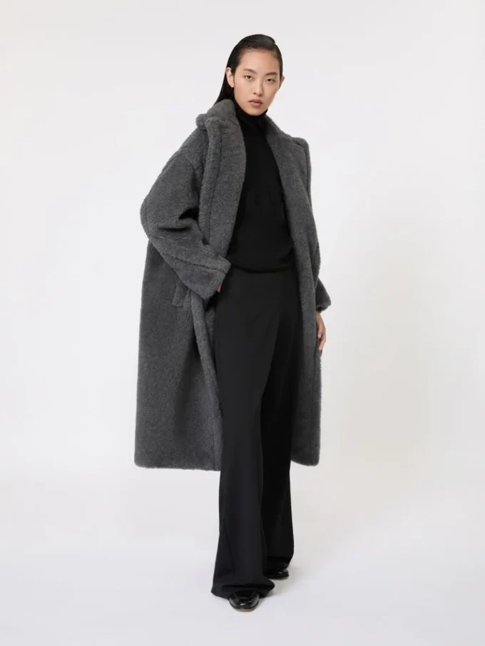 Teddy Bear Icon Coat en lana y alpaca, gris medio