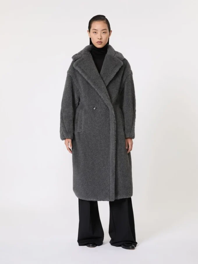 Teddy Bear Icon Coat en lana y alpaca, gris medio