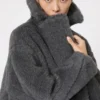 Teddy Bear Icon Coat en lana y alpaca, gris medio