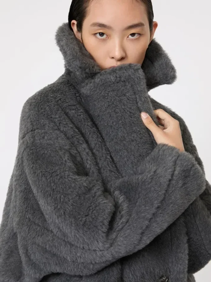 Teddy Bear Icon Coat en lana y alpaca, gris medio