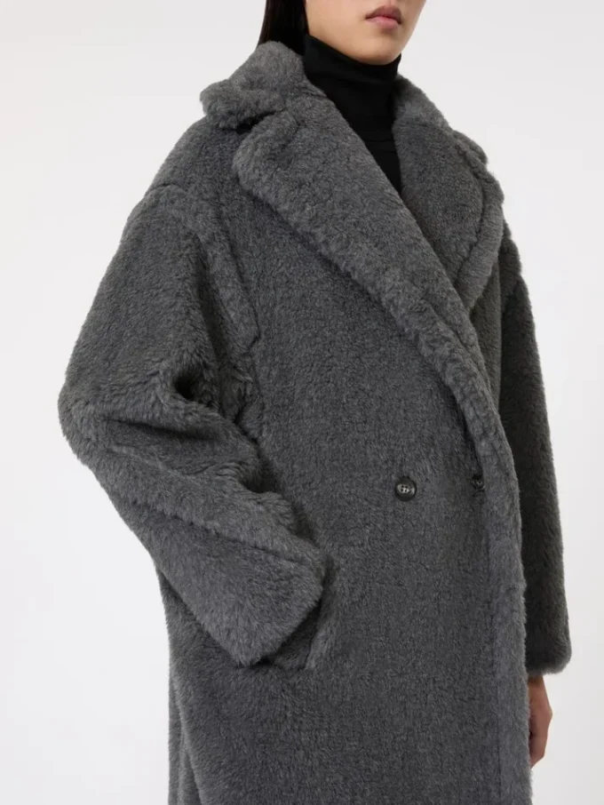 Teddy Bear Icon Coat en lana y alpaca, gris medio