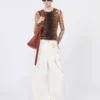 Top bimaterial con estampado animal, en tonos beige Top bimaterial con estampado animal, en tonos beige