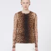 Top bimaterial con estampado animal, en tonos beige Top bimaterial con estampado animal, en tonos beige