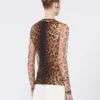 Top bimaterial con estampado animal, en tonos beige Top bimaterial con estampado animal, en tonos beige