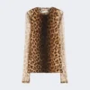 Top bimaterial con estampado animal, en tonos beige Top bimaterial con estampado animal, en tonos beige