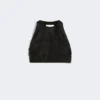 Top corto de jacquard de seda fil coupa, negro Top corto de jacquard de seda fil coupa, negro