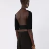 Top corto de viscosa elástica, negro Top corto de viscosa elástica, negro