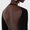 Top corto de viscosa elástica, negro Top corto de viscosa elástica, negro
