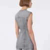 Top de denim sin mangas de corte ajustado, negro Top de denim sin mangas de corte ajustado, negro