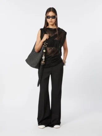 Top de encaje bicolor, negro