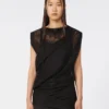 Top de encaje bicolor, negro
