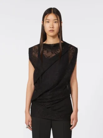 Top de encaje bicolor, negro