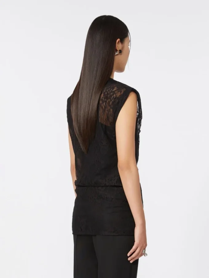 Top de encaje bicolor, negro