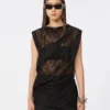 Top de encaje bicolor, negro