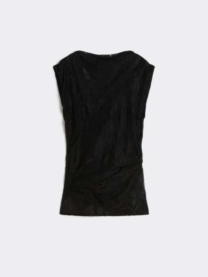 Top de encaje bicolor, negro