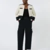 Top de hilo de mezcla de viscosa, negro Top de hilo de mezcla de viscosa, negro