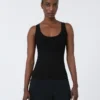 Top de hilo de mezcla de viscosa, negro