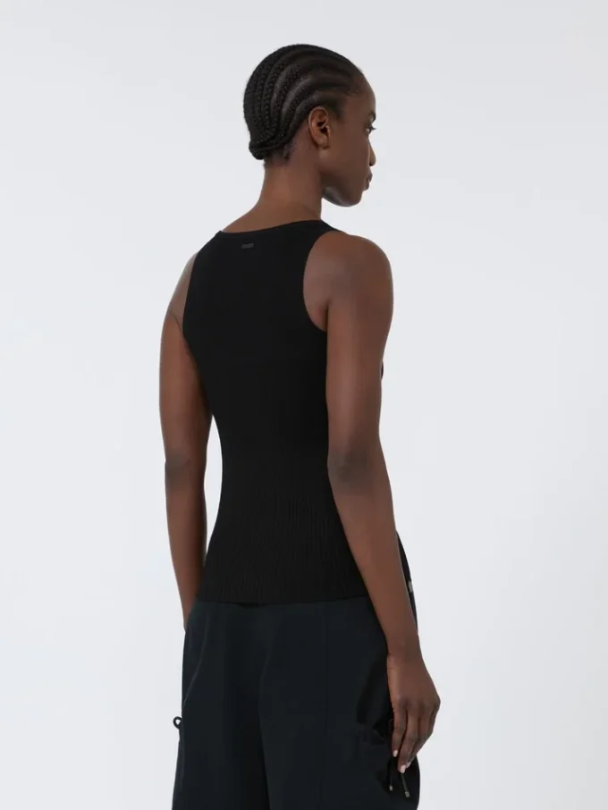 Top de hilo de mezcla de viscosa, negro Top de hilo de mezcla de viscosa, negro