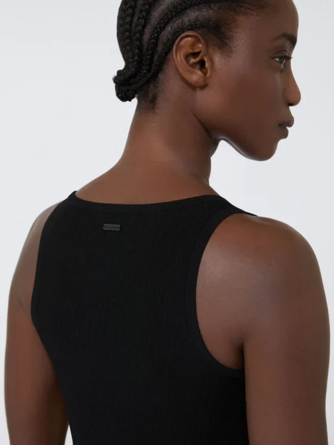 Top de hilo de mezcla de viscosa, negro Top de hilo de mezcla de viscosa, negro