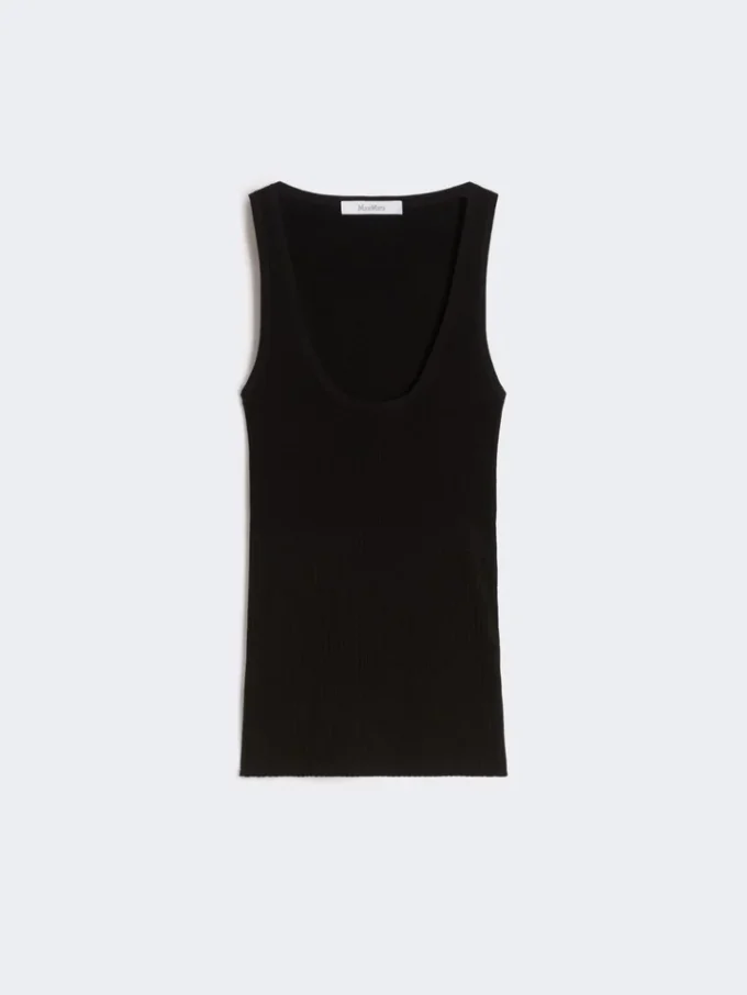 Top de hilo de mezcla de viscosa, negro Top de hilo de mezcla de viscosa, negro