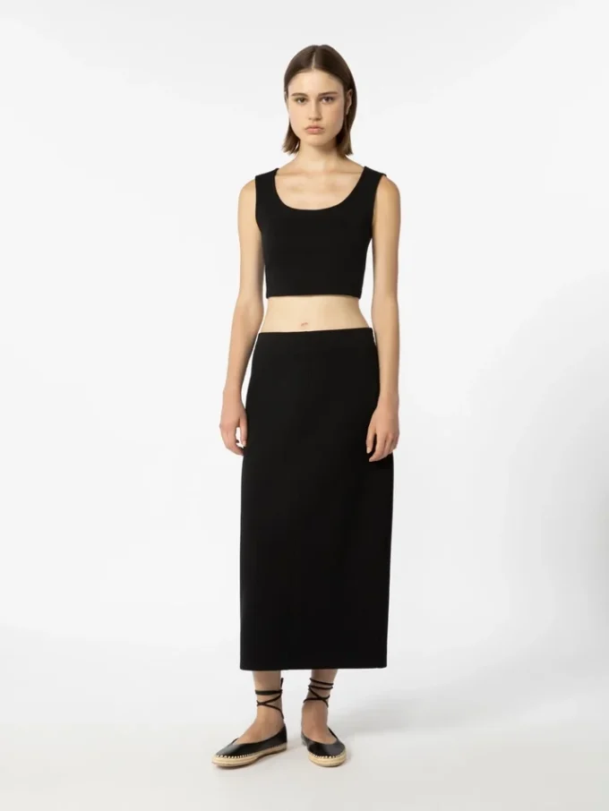 Top de jersey scuba, negro