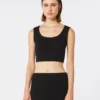 Top de jersey scuba, negro