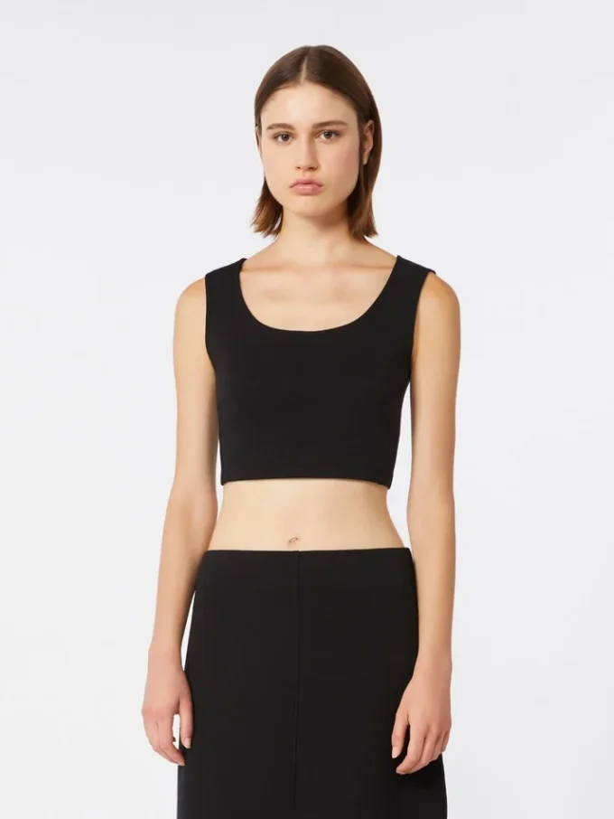 Top de jersey scuba, negro