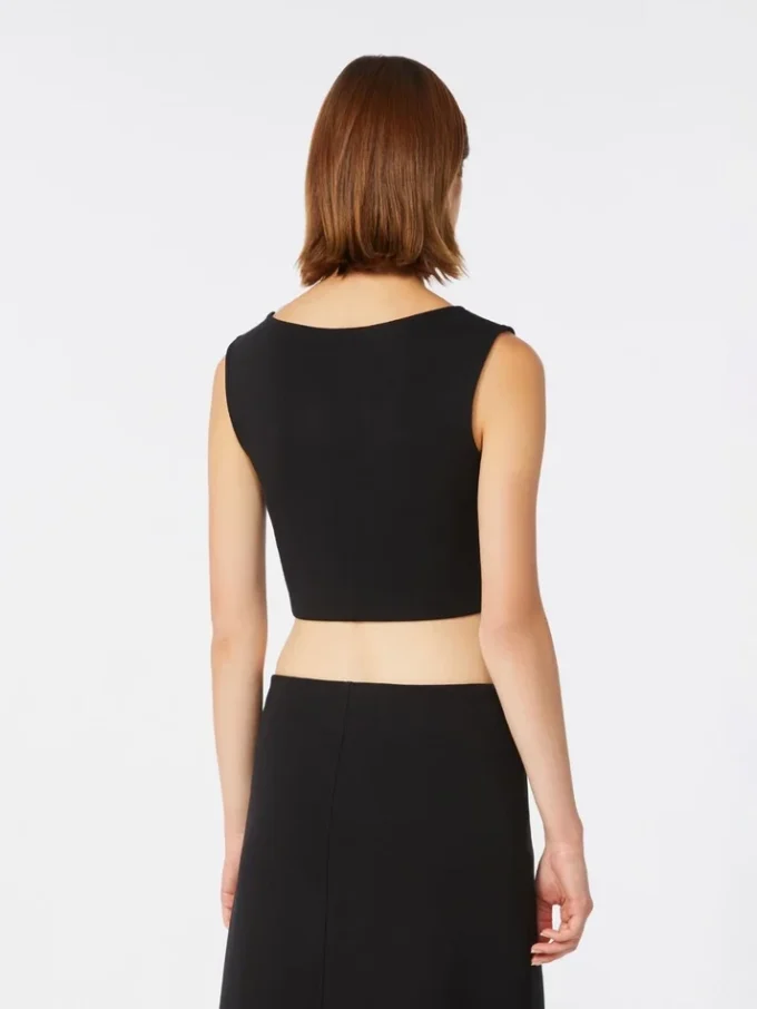 Top de jersey scuba, negro