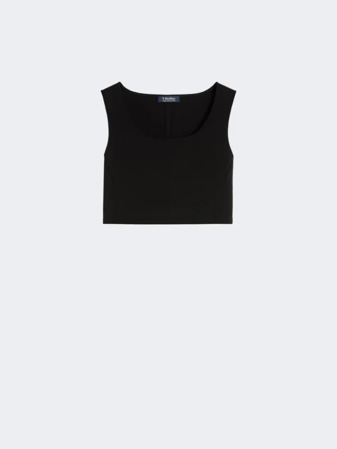 Top de jersey scuba, negro