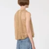 Top de malla con cristales, color camel Top de malla con cristales, color camel