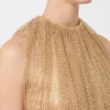 Top de malla con cristales, color camel Top de malla con cristales, color camel