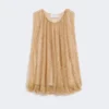 Top de malla con cristales, color camel Top de malla con cristales, color camel