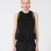 Top de malla con cristales, negro Top de malla con cristales, negro