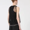 Top de malla con cristales, negro Top de malla con cristales, negro