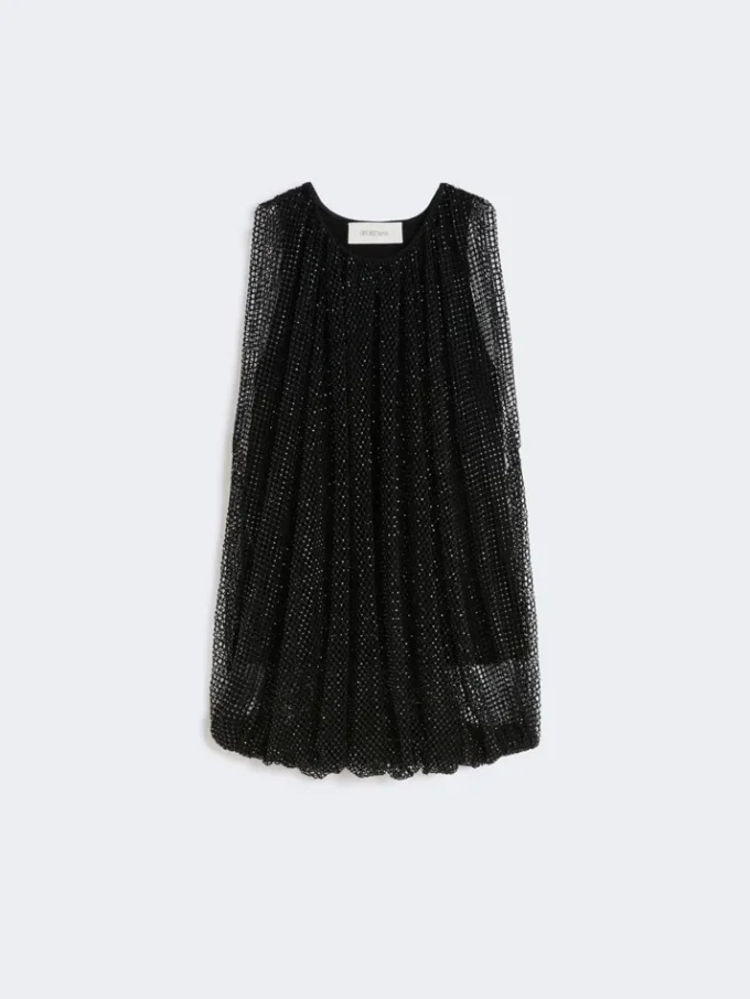 Top de malla con cristales, negro Top de malla con cristales, negro
