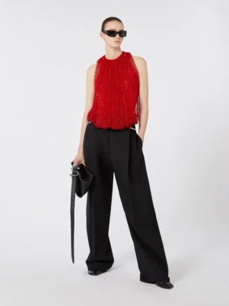 Top de malla con cristales, rojo