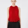 Top de malla con cristales, rojo Top de malla con cristales, rojo