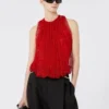 Top de malla con cristales, rojo Top de malla con cristales, rojo
